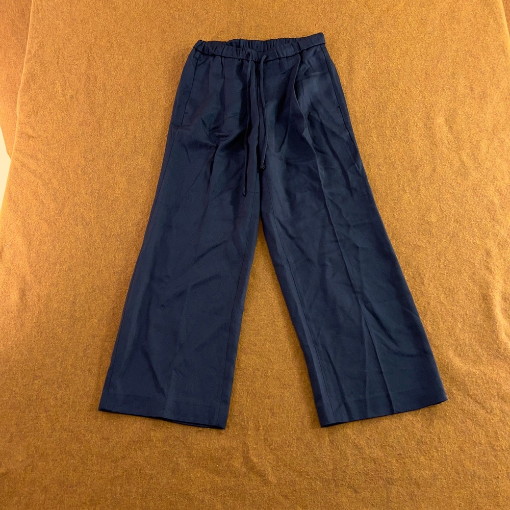 Banana Republic Womens XSP Navy Blue Tencel Wide Leg Drawstring Pants New